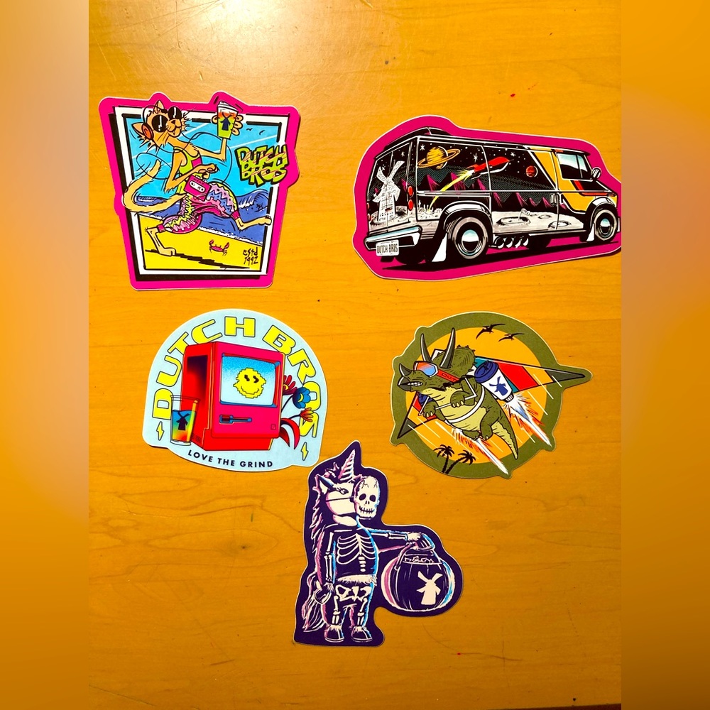 Lot of 5 Rare Hard to find Arizona Dutch Bros Christmas, Halloween stickers